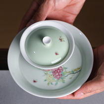 Moyu Jingdezhen Douqing Glaze Handpainted Hydrangea Set Original Design Hydrangea Master Cup Cover Bowl