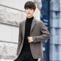 Rich bird cashmere double-sided woolen coat mens short Korean trend autumn and winter wool woolen suit jacket