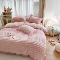 Milk velvet bed four-piece Winter coral velvet padded flannel double-sided velvet plus velvet quilt cover bed bed skirt