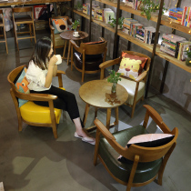 Leisure cafe table and chair combination card seat Milk tea shop Dessert shop Catering furniture Solid wood reception negotiation sofa and chair