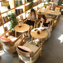 Nordic cafe sofa Leisure dessert drink milk tea shop negotiation card seat Solid wood book bar Table and chair combination simple