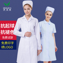 Nurse uniform Short-sleeved long-sleeved womens summer slim-fitting white coat doll collar round neck plus size doctor overalls