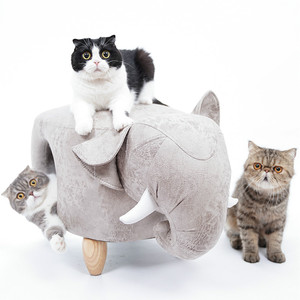 宠物猫咪凳子窝时尚创意大象犀牛奶牛凳猫窝成猫幼猫pu皮质窝