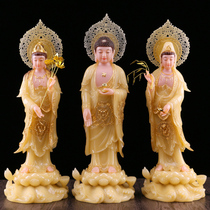 White marble western three holy Buddha statues use Amitabha Buddha Guanyin Bodhisattva Buddhist temple temple to the statue ornaments