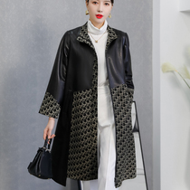 2021 New Haining leather trench coat single leather leather coat loose coat spring and autumn coat womens long model