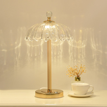 Crystal desk lamp bedroom bedside lamp light luxury 2021ins girl Nordic charging desk lamp bedside lamp ambient lamp