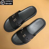 Slippers Mens 2022 Summer New Tide Outside Wearing Tide Cards Genuine Leather Breathable Soft Bottom Non-slip Beach Sandals Sandals Lined