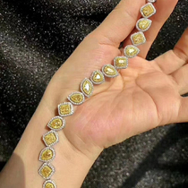 Ultra luxury artificial yellow diamond bracelet bracelet for women 18K gold full diamond rose gold HW loop necklace Sun flower ring