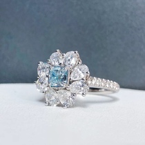 Four color artificial blue diamond ring 18K gold simulation color diamond yellow diamond green diamond pink diamond pendant jewelry customization