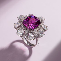 Purple gem artificial cultivation purple blue treasure ring 18k platinum non-burning Sunrise color Papalacha earrings custom