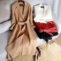 Double-sided cashmere coat womens long model 2021 Winter new Korean slim high-end woolen coat caramel coat