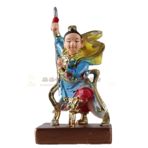  Taoist supplies 4 inch gun-holding prince third prince Nezha Dunhuang color paste gold resin statue ornaments crafts
