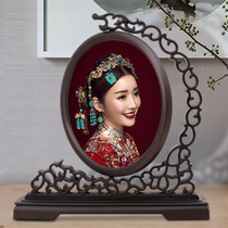 Classical round photo frame table with printed photos Chinese style frame retro style photo custom acrylic