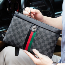 Mens clutch bag leather large capacity clutch bag business leisure envelope clip bag ins tide luxury brand handbag
