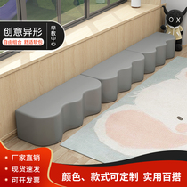 Creative combination special-shaped sofa stool curved soft bag shoe stool leather simple waiting area wave shape bench