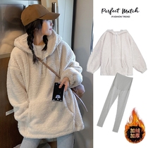 Maternity suit autumn and winter coat Net red winter jacket plus velvet padded lamb velvet sleeve long