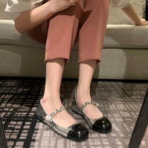French Mary Pearl Piece of Pearl Silver Light Light Branch with Faint Slipper Shoes Large Code Single Shoes