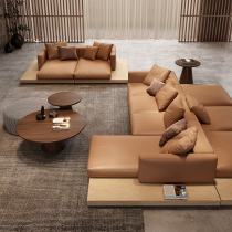 Neville Japanese minimalist leather sofa Villa modern light luxury Napa Italian surprise style designer furniture