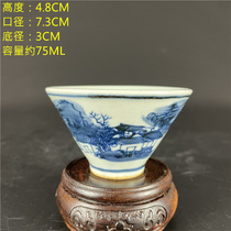 Special price night Qingmin kilns handmade green flower small tea cup wine glass imitation ancient ceramic tea set Ancient playing antique ceramic ware collection