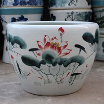 Jingdezhen ceramic fish tank raising goldfish bowl water lily flower pot lotus bowl lotus bowl large calligraphy and painting courtyard water tank