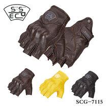 SSPEC summer motorcycle leather half-finger gloves off-road motorcycle racing breathable short fall-proof riding gloves