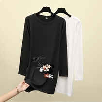 Pregnant women autumn super fire cec long sleeve t-shirt women's long new loose bf European version ins coat skirt