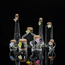 diy creative wood stopper glass bottle cute hand decorated wish bottle marine rainbow starry sky drifting bottle