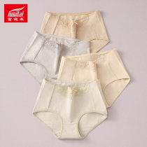 4 bars Funny for female youth Sexy underpants lace lace middle waist All cotton student Teen Girl Little Flat Corner Underwear Spring