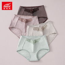 4 strips of Fouanie ladies briefs briefs Striped Girl Lace Butterfly Knot with waist Xiaoping Corner Pants