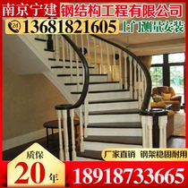 Nanjing steel structure stair escalator attic platform Channel steel attic U-shaped stair handrail welding processing plus two floors
