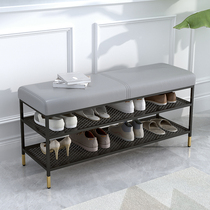 Nordic 20cm wide shoe stool Soft bag cushion can sit on the shoe stool Household door small shoe rack ultra-narrow long stool