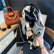 LOSTSOULS Japanese simple color padded warm double-sided cashmere scarf women autumn and winter long shawl