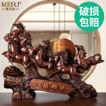 Horse ornaments Eight Jun Xiongfeng large lucky living room crafts Office table decoration Company opening housewarming gifts