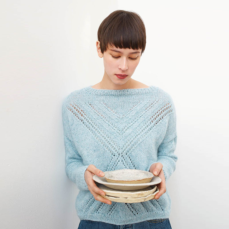 SANDENS TYNN ALPAKKA ULL Lady Blue Lace Sweater DIY Material Pack