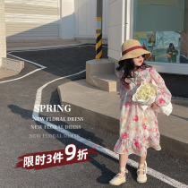 Satoshi childrens girls Broken Flowers One-piece Dress 2022 Spring Summer New Snowspun Dresses Big Boy Child Foreign Air Princess Dress