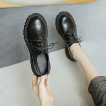 2021 autumn new strap flat sole shoes womens black thick-soled Brock shoes womens simple round head Korean version