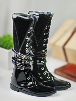 taobao agent Doll, footwear, high boots, black belt pointy toe, scale 1:3