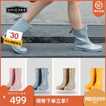 UNICARE Europe and the United States mid-tube rain boots Female adult non-slip rain boots water shoes fashion waterproof galoshes rubber shoes