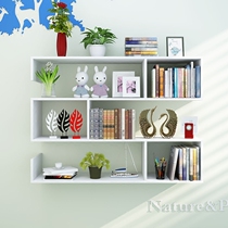 Wall shelf simple student bookshelf simple modern wall hanging bedroom living room hanging cabinet creative partition wine grid
