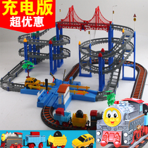 Lixin Thomas small train set electric multi-layer track childrens car racing boys and girls educational toys