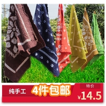 Yunnan characteristic crafts Dali Zhoucheng pure handmade Bai tie-dyed small square scarf headscarf decorative cover cloth triangle towel