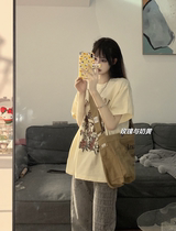 National Tide Niche Design Rose Flower Pure Cotton Short Sleeve T-shirt Summer Loose salt can be 100 hitch and thin blouses