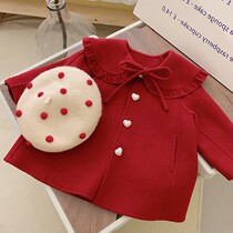 New Years childrens clothes girls woolen coat winter style 2021 ocean gas children red clamp cotton for children blouses CUHK