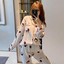 Cotton 2021 new small ball pajamas cartoon thin casual long sleeve baby cotton two-piece home wear