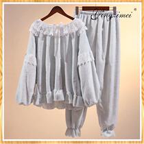 Pajamas female autumn and winter coral velvet thickened velvet flannel girl cute loose princess style new winter