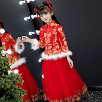 Childrens dress Princess dress autumn and winter flower girl wedding dress show winter thick girl birthday host costume