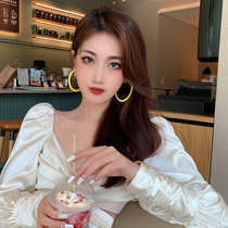 Korean candy color large circle hoop earrings womens 2021 new exaggerated temperament advanced sense candy color earrings trend