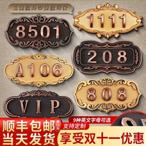 House number number plate home hotel box room number prompt indication listing self-adhesive residential personality digital stickers custom creative dormitory identification number room number high-grade signage custom