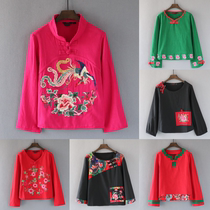 (No return) broken code special clearance middle-aged National style womens clothing large size loose mother cotton T-shirt