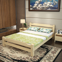 Solid wood bed 1 meter modern simple economical one meter two household small apartment simple wooden single bed shelf